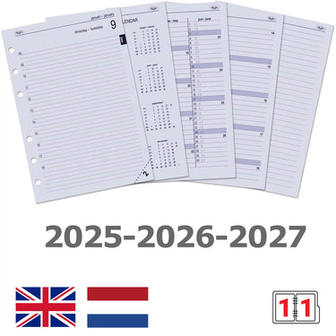 6201-25-26-27 210 x 144 mm 2025 2026 2027 A5 Recharges pour agenda NL FR